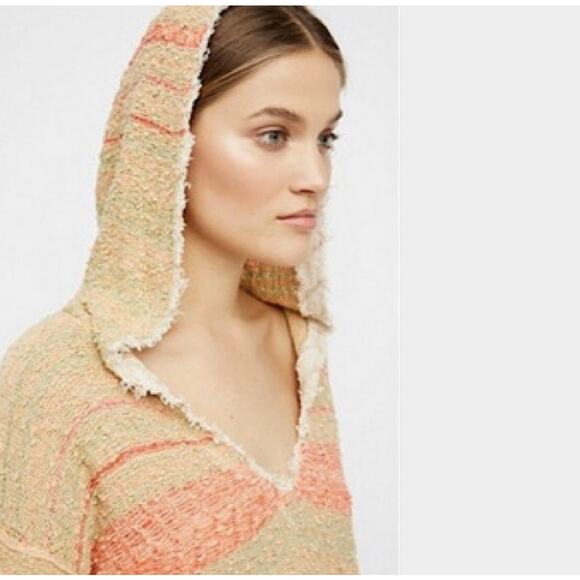 New Free People Berkeley Tunic Hooded Crochet Knit Cover-Up Sweater Small - Picture 3 of 13